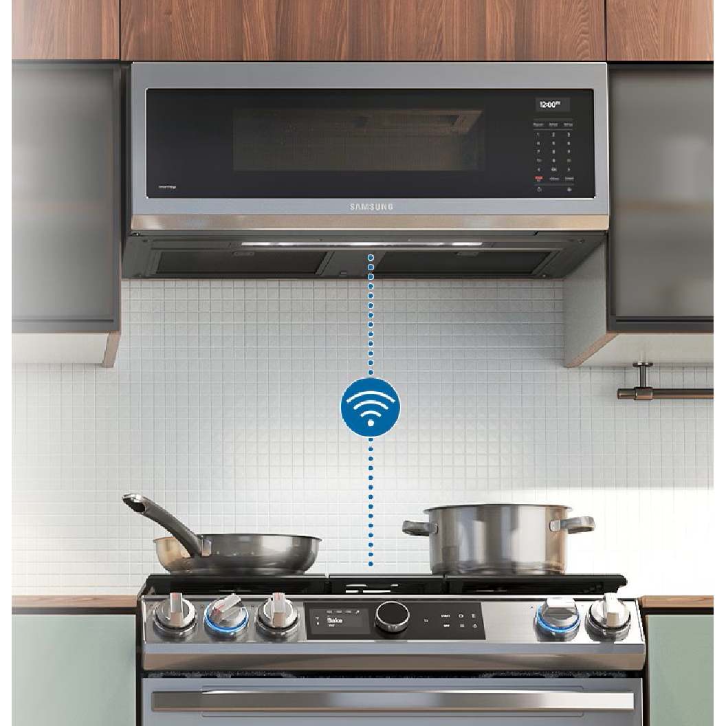 Micro-ondes à hotte intégrée 30 po, 1,1 pi³ Inox avec Wi-Fi