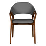 Chaise de salle à manger en cuir et en bois de frêne teinte noyer - Mila