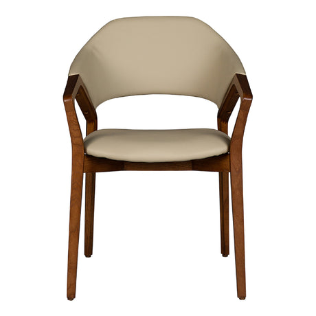 Chaise de salle à manger en cuir et en bois de frêne teint noyer - Mila