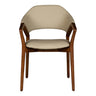 Chaise de salle à manger en cuir et en bois de frêne teint noyer - Mila
