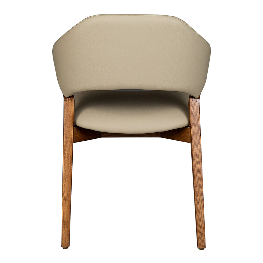 Chaise de salle à manger en cuir et en bois de frêne teinte noyer - Mila