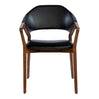 Chaise de salle à manger en cuir et en bois de frêne teint noyer - Mila
