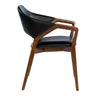 Chaise de salle à manger en cuir et en bois de frêne teinte noyer - Mila