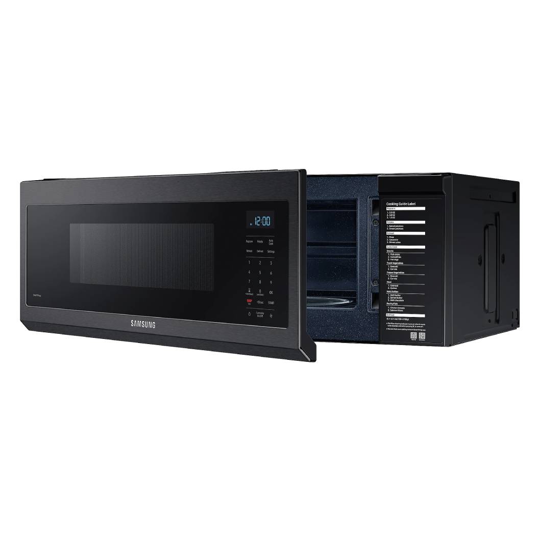 Micro-ondes à hotte, capacité 1,1 pi³, puissance 1000W, acier inoxydable noir