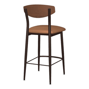 Tabouret de comptoir en métal avec une assise rembourrée aspect cuir brun - Hint