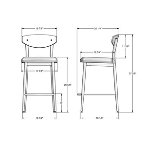 Tabouret de comptoir en métal avec une assise rembourrée aspect cuir brun - Hint