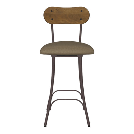 Tabouret de comptoir pivotant en métal avec une assise rembourrée aspect cuir brun - Bean