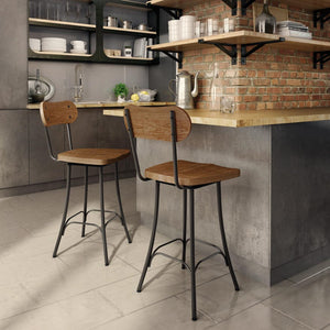 Tabouret de comptoir pivotant en métal avec une assise rembourrée aspect cuir brun - Bean