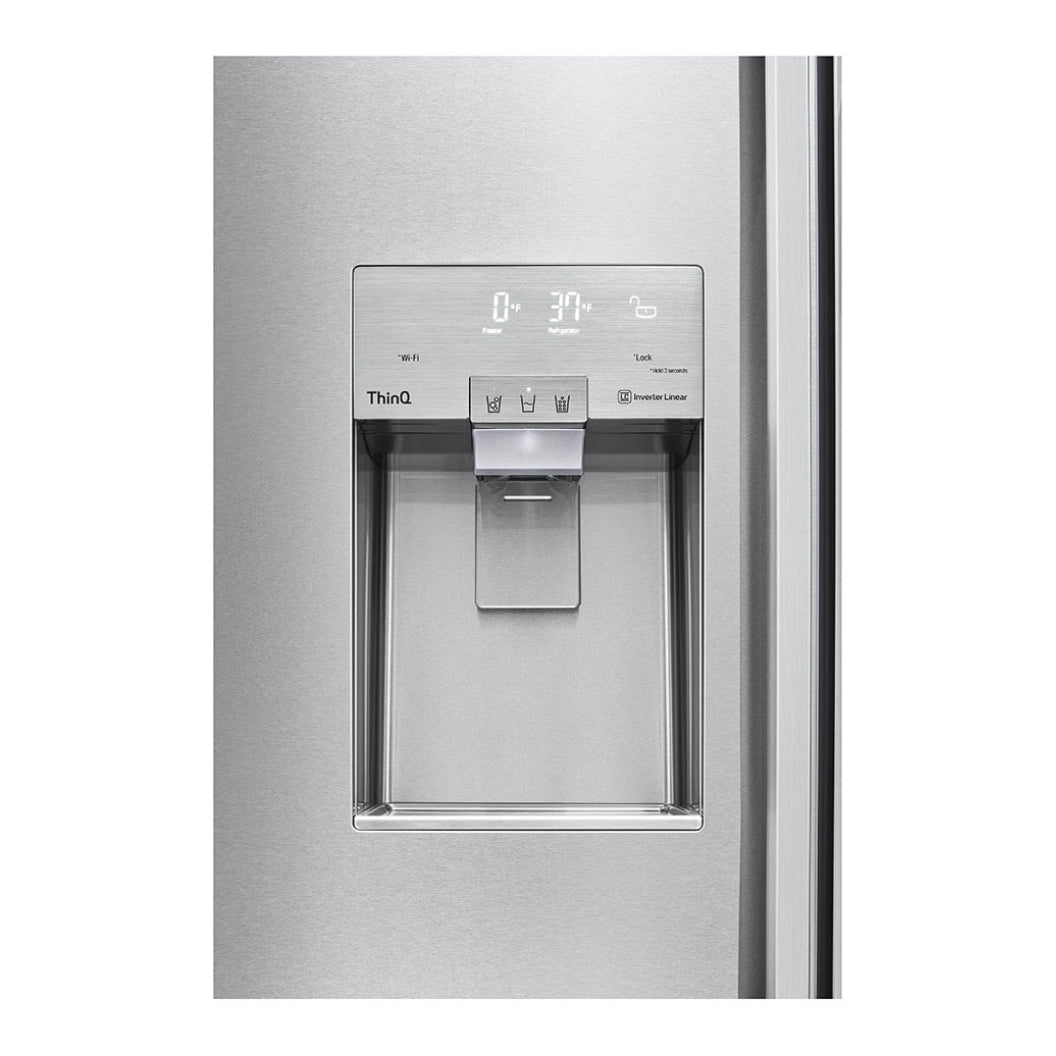 Réfrigérateur côte à côte profondeux comptoir 42 po 25,6 pi³ Inox avec distributeur d'eau et machine à glaçons