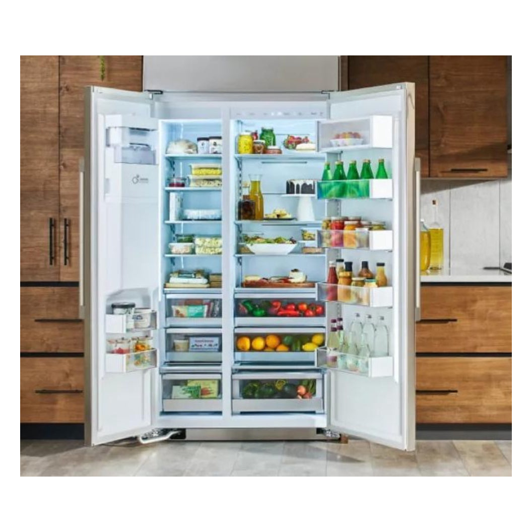 Réfrigérateur côte à côte profondeux comptoir 42 po 25,6 pi³ Inox avec distributeur d'eau et machine à glaçons