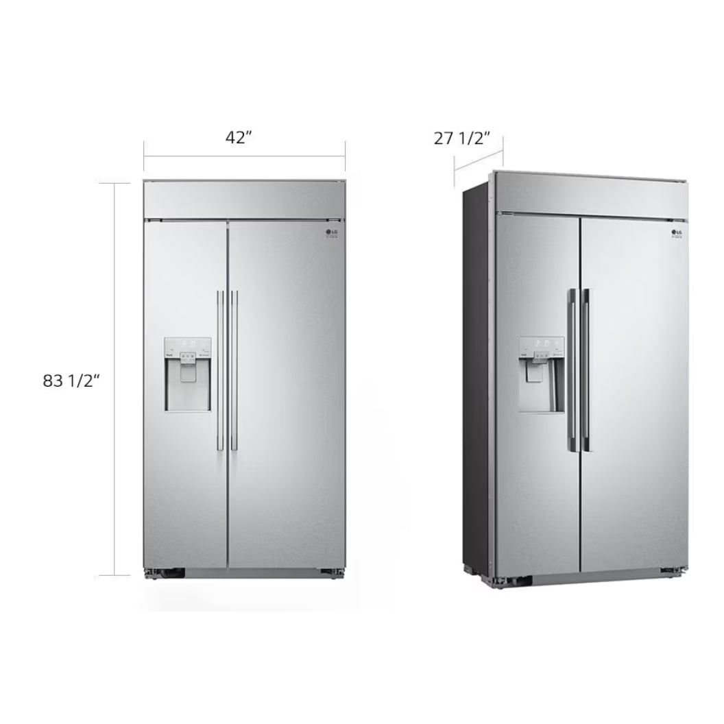 Réfrigérateur côte à côte profondeux comptoir 42 po 25,6 pi³ Inox avec distributeur d'eau et machine à glaçons