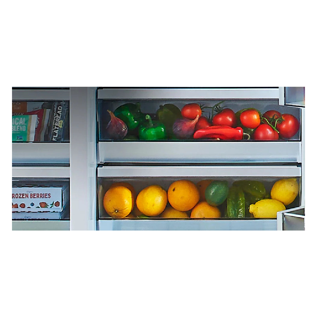 Réfrigérateur côte à côte profondeux comptoir 42 po 25,6 pi³ Inox avec distributeur d'eau et machine à glaçons