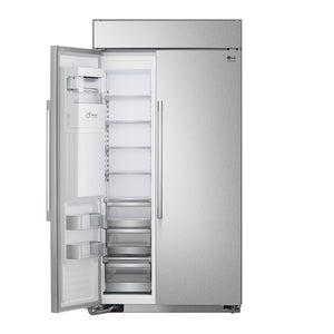 Réfrigérateur côte à côte profondeux comptoir 42 po 25,6 pi³ Inox avec distributeur d'eau et machine à glaçons