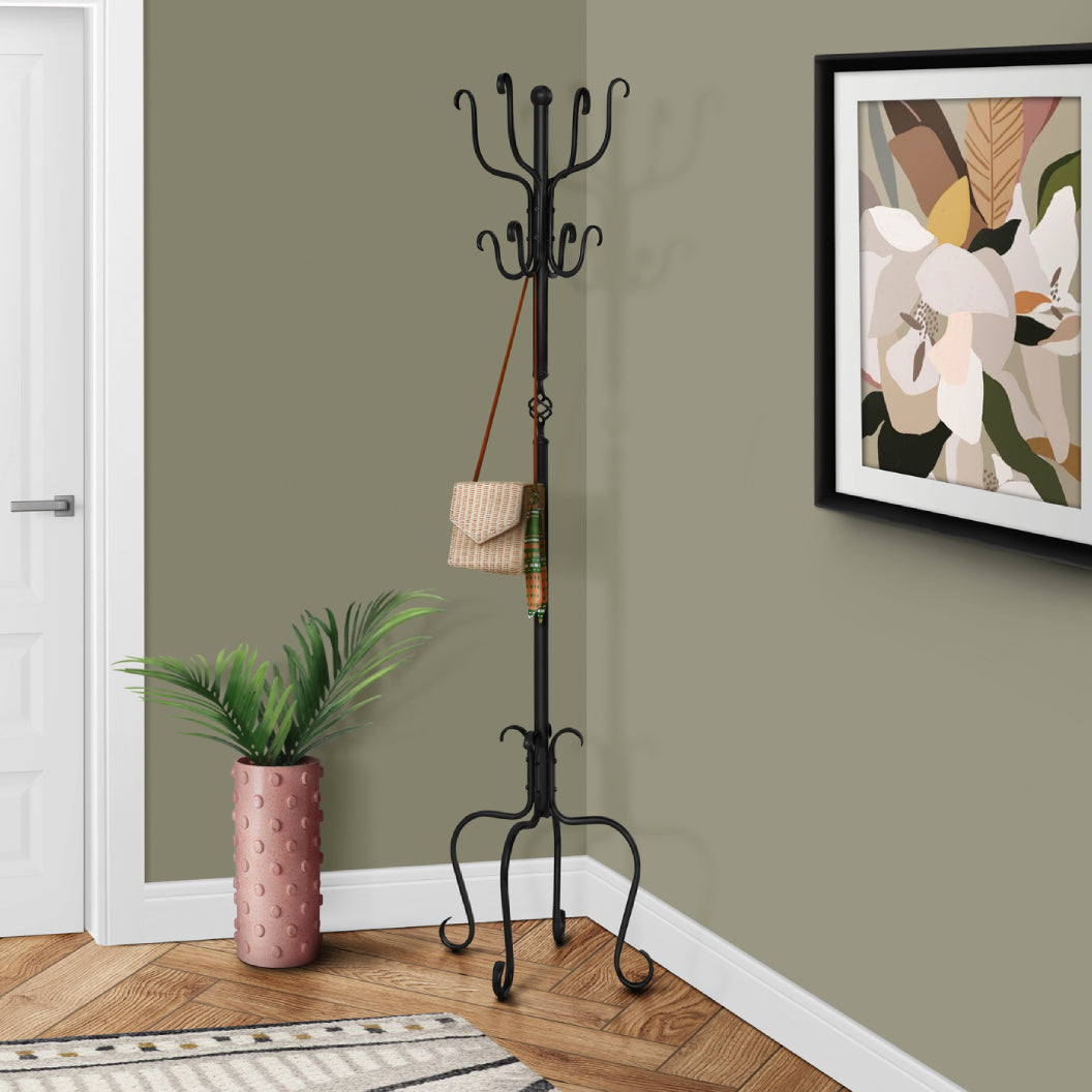 Porte-manteau en métal martelé noir avec 8 crochets - I 2065