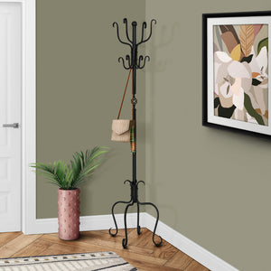 Porte-manteau en métal martelé noir avec 8 crochets - I 2065