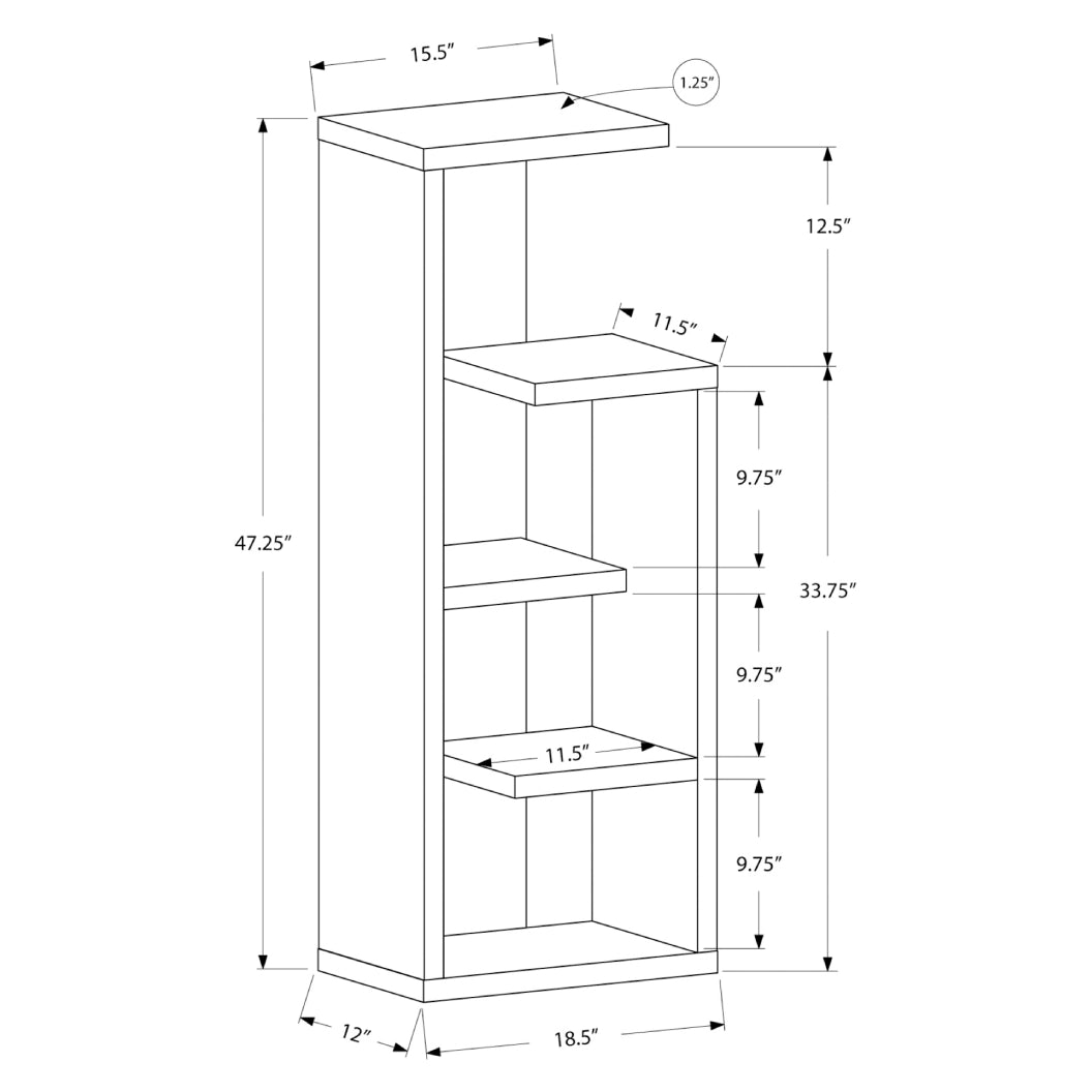 Étagère en MDF/stratifié taupe foncé avec 5 tablettes - I 2467