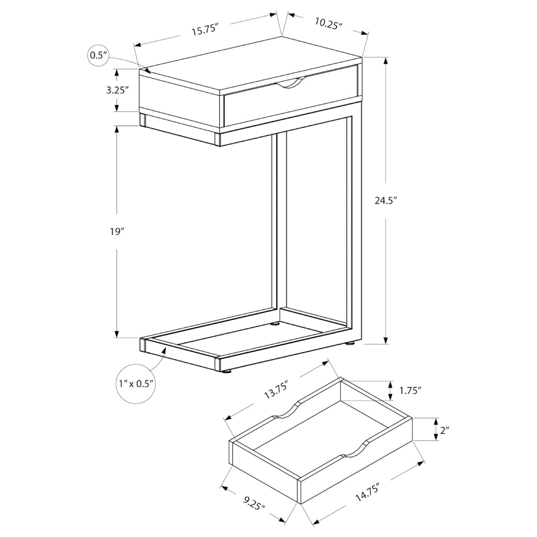 Table d'appoint en MDF/stratifié et métal chromé - I 3236-3254-3373
