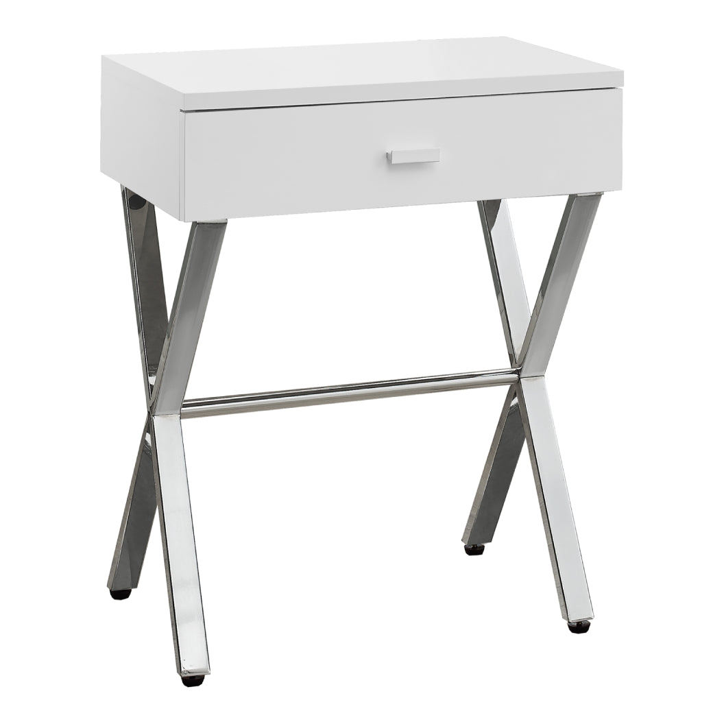Table d'appoint en MDF/stratifié et métal chromé avec 1 tiroir - I 3262-3263-3265-3450