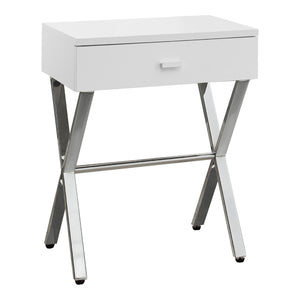 Table d'appoint en MDF/stratifié et métal chromé avec 1 tiroir - I 3262-3263-3265-3450