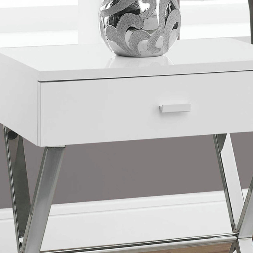 Table d'appoint en MDF/stratifié et métal chromé avec 1 tiroir - I 3262-3263-3265-3450