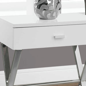 Table d'appoint en MDF/stratifié et métal chromé avec 1 tiroir - I 3262-3263-3265-3450