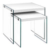 Ensemble de 2 tables gigognes en MDF/stratifié et verre trempé - I 3053-3287