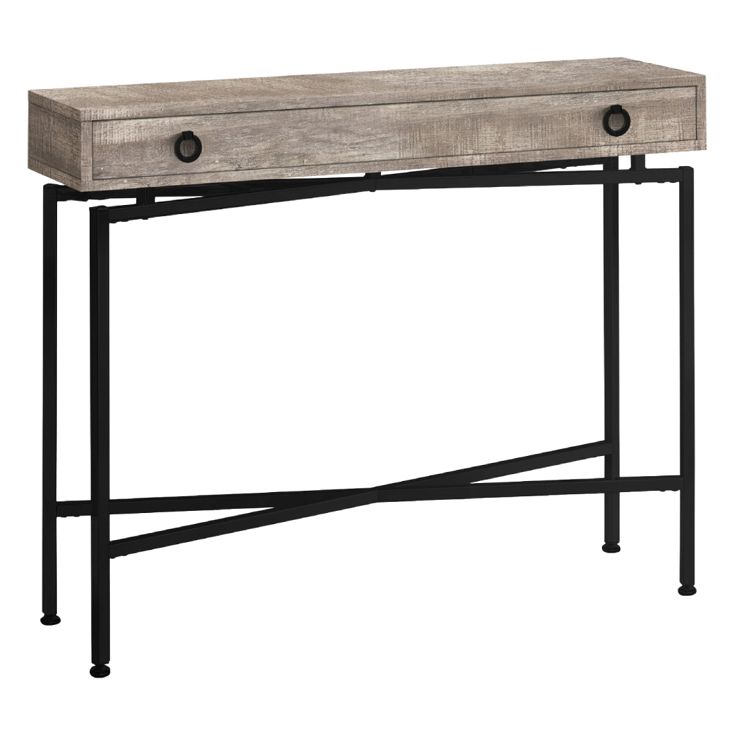 Table console en MDF/stratifié et métal noir avec 1 grand tiroir - I 3453-3454-3455