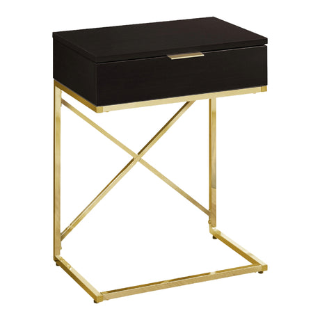 Table d'appoint en MDF/stratifié et métal doré avec 1 tiroir - I 3473-3476