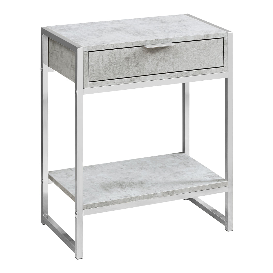 Table d'appoint en MDF/stratifié et métal chromé avec 1 tiroir - I 3480-3481