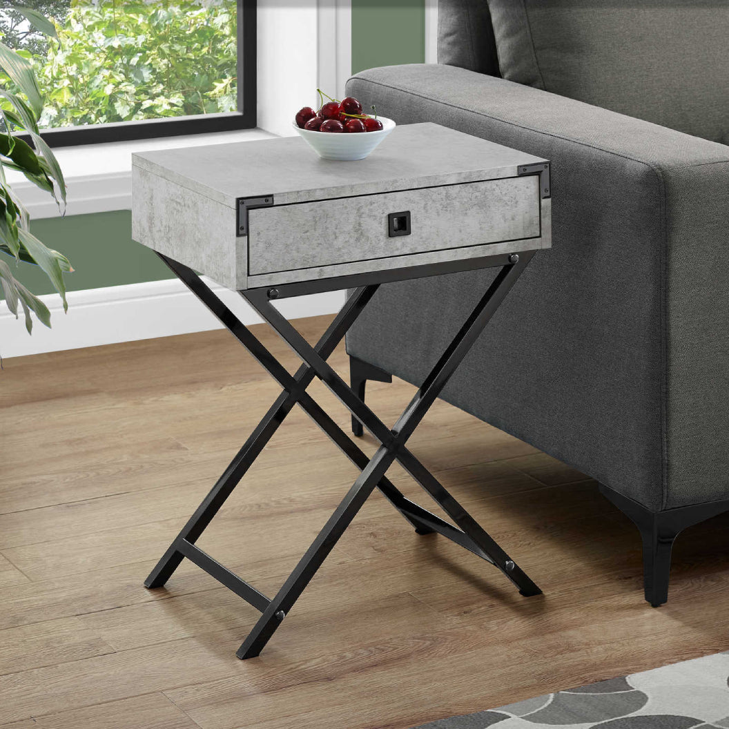 Table d'appoint en MDF/stratifié et métal avec 1 tiroir - I 3552-3555-3556