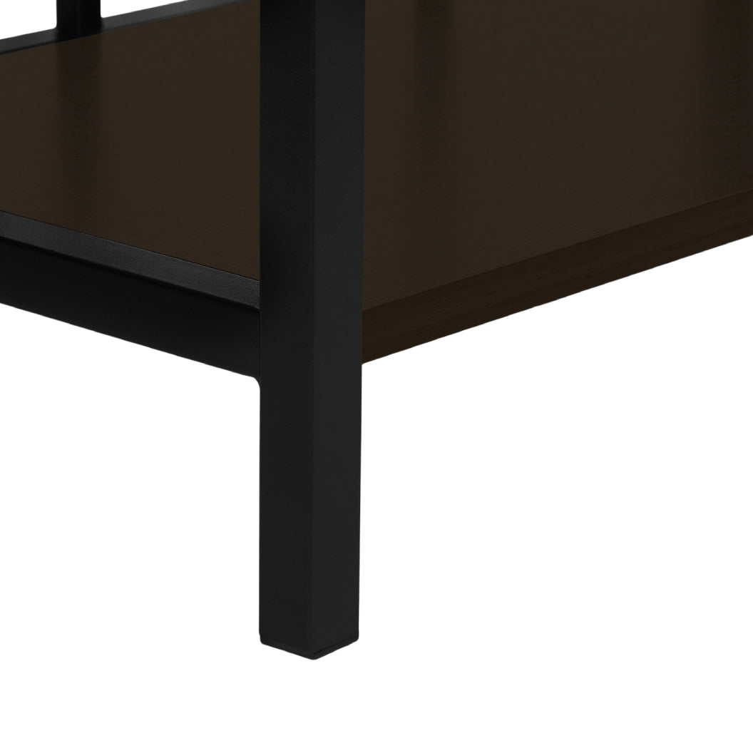 Bibliothèque en métal noir avec 4 tablettes en MDF/stratifié espresso - I 3617