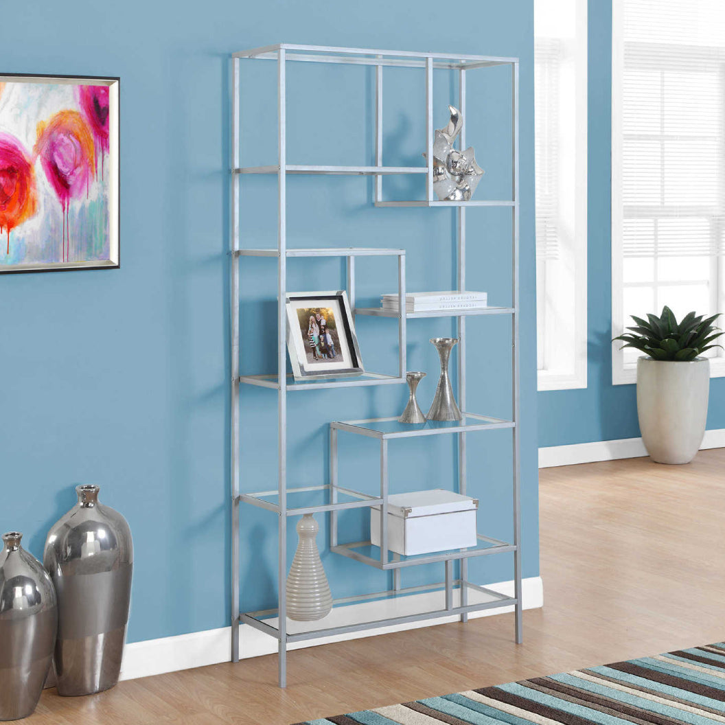 Étagère en métal avec 9 tablettes en verre trempé - I 7158-7159