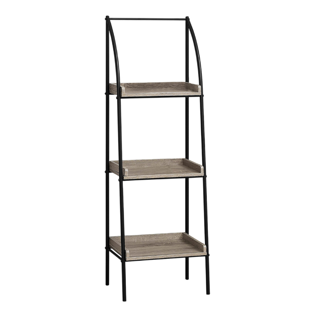 Étagère en métal noir avec 3 tablettes en MDF/stratifié taupe foncé - I 7228