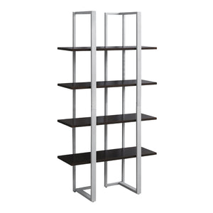 Étagère en métal argenté avec 4 tablettes en MDF/stratifié espresso - I 7239