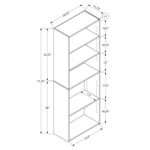 Bibliothèque en MDF/stratifié avec 5 tablettes - I 7467-7468-7469-7470