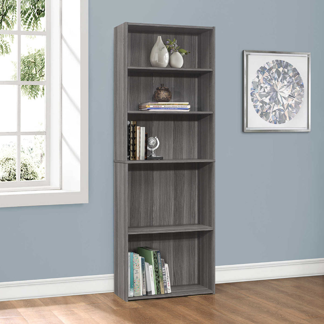 Bibliothèque en MDF/stratifié avec 5 tablettes - I 7467-7468-7469-7470