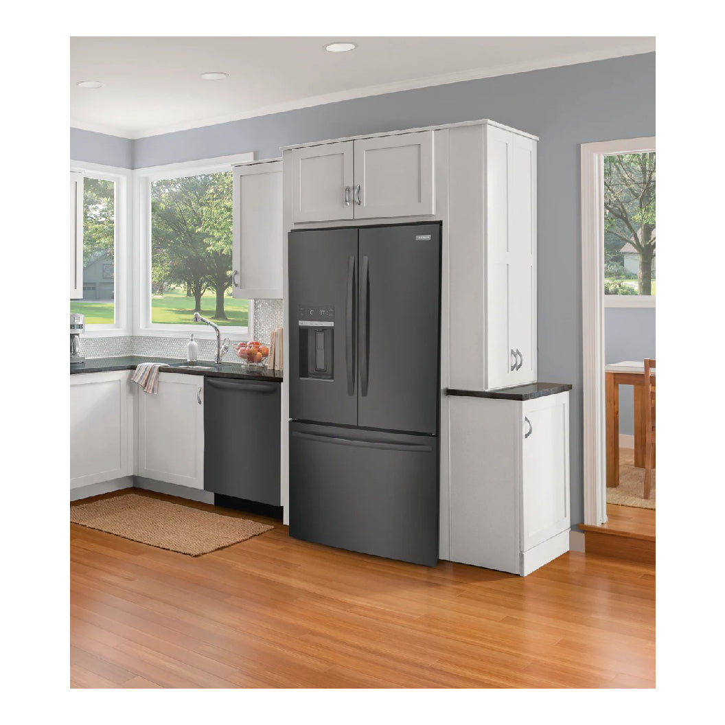 Réfrigérateur porte française 36 po, 27,8 pi³ Inox noir - 3 portes avec distributeur d'eau et machine à glaçons