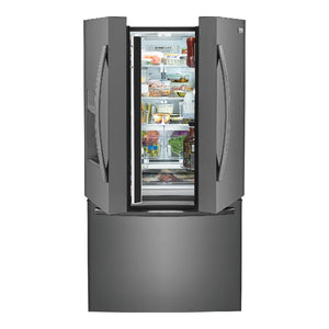Réfrigérateur porte française 36 po, 27,8 pi³ Inox noir 3 portes avec distributeur externe d'eau et glaçons