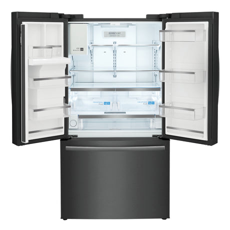 Réfrigérateur porte française 36 po, 22,6 pi³ Inox noir 3 portes avec distributeur d'eau