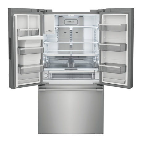 Réfrigérateur porte française 36 po, 22,6 pi³ Inox 3 portes avec distributeur externe d'eau et glaçons
