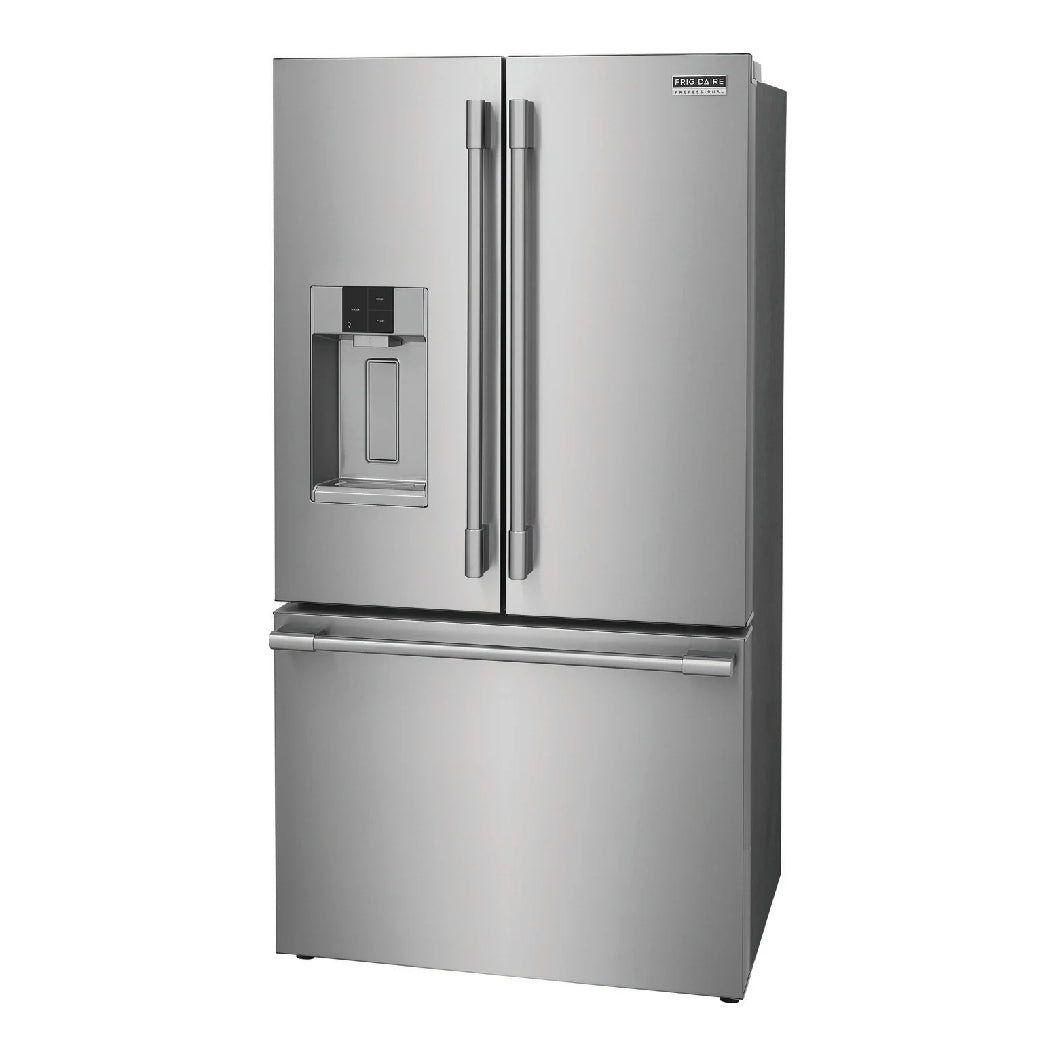 Réfrigérateur porte française 36 po, 22,6 pi³ Inox 3 portes avec distributeur externe d'eau et glaçons