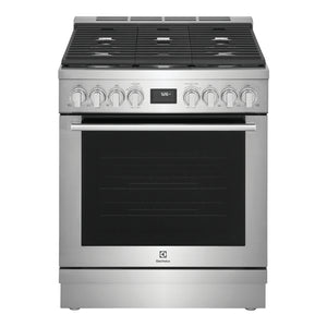 Cuisinière biénergie 30 po, 4,6 pi³ Inox avec Brûleurs scellés, Convection et Nettoyage à la vapeur