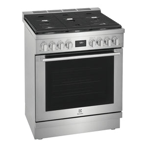 Cuisinière biénergie 30 po, 4,6 pi³ Inox avec Brûleurs scellés, Convection et Nettoyage à la vapeur