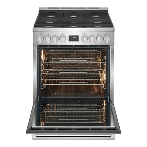 Cuisinière biénergie 30 po, 4,6 pi³ Inox avec Brûleurs scellés, Convection et Nettoyage à la vapeur