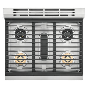 Cuisinière biénergie 30 po, 4,6 pi³ Inox avec Brûleurs scellés, Convection et Nettoyage à la vapeur