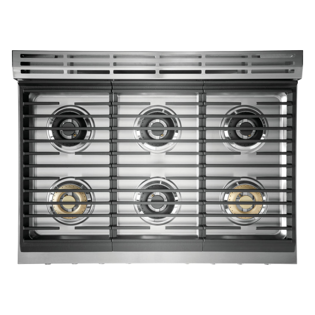 Cuisinière biénergie 36 po, 4,4 pi³ Inox avec Brûleurs à double flamme et Convection double