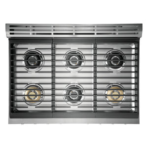 Cuisinière biénergie 36 po, 4,4 pi³ Inox avec Brûleurs à double flamme et Convection double