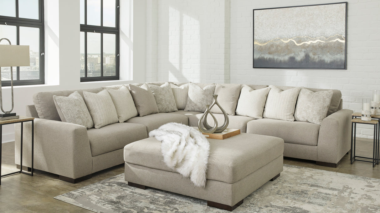 Ottoman surdimensionné Lyndeboro en tissu gris