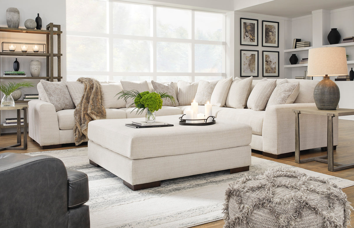 Ottoman surdimensionné Lyndeboro en tissu beige