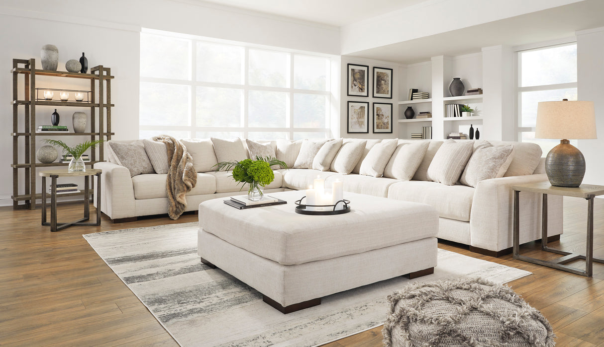 Ottoman surdimensionné Lyndeboro en tissu beige
